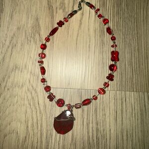 Elegant Red Beaded‎ Necklace